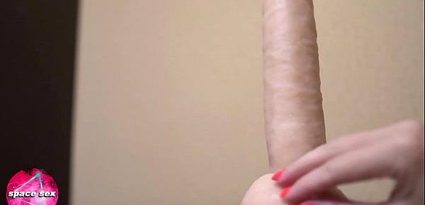  Babe Jerk Off and Footjob Huge Dildo